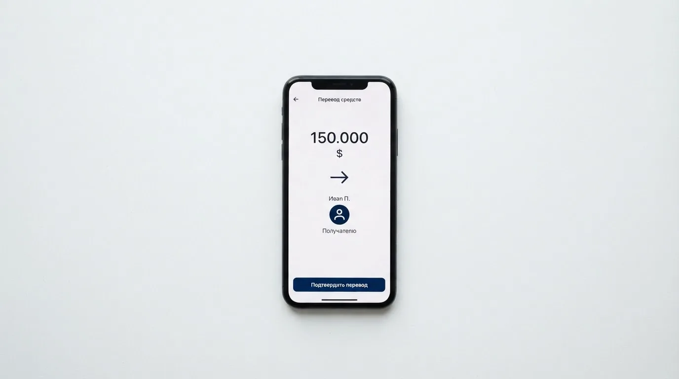 Телефон с экраном перевода стейблкоина