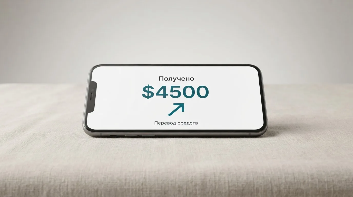 Телефон с экраном перевода стейблкоина