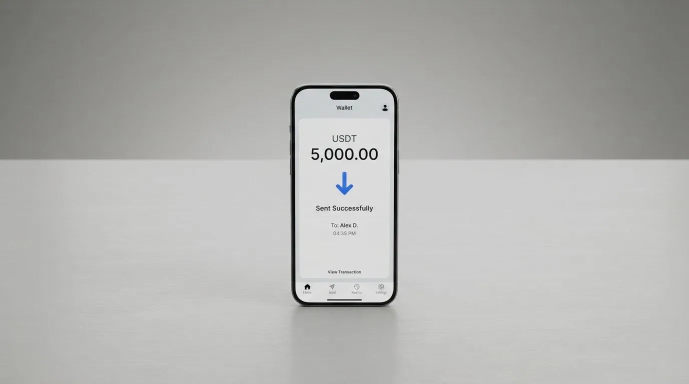 Телефон с экраном перевода стейблкоина