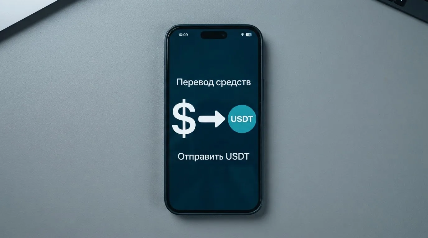 Телефон с экраном перевода стейблкоина