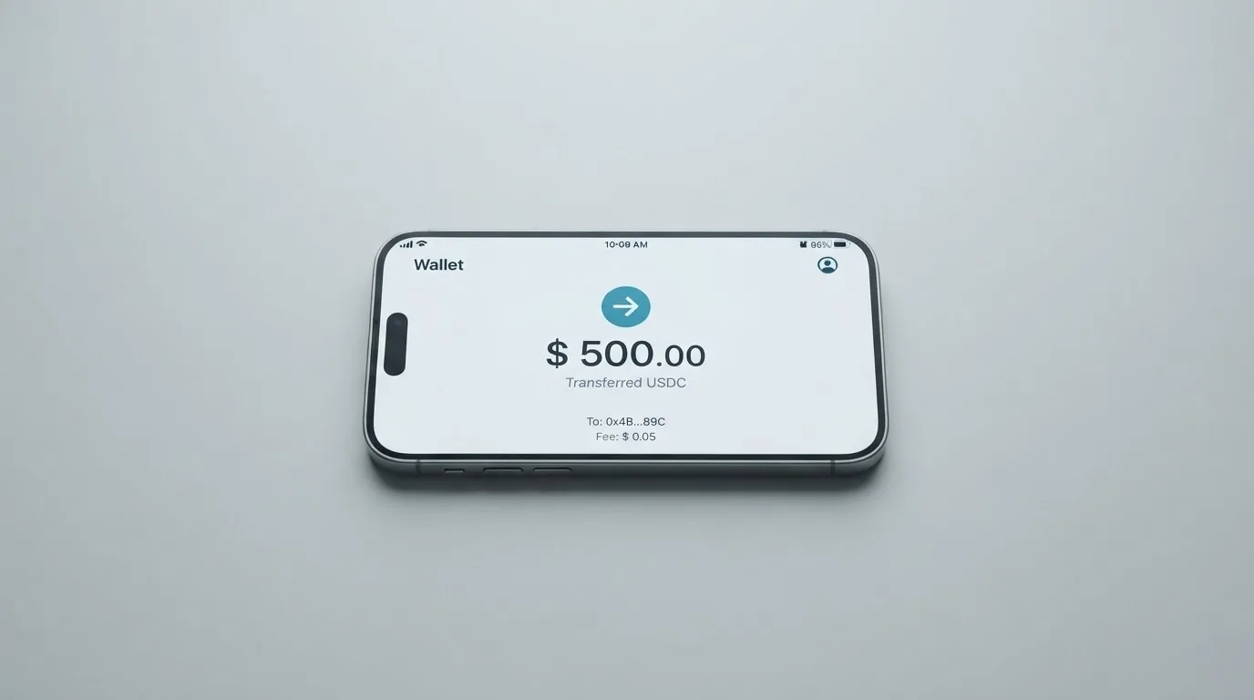 Телефон с экраном перевода стейблкоина