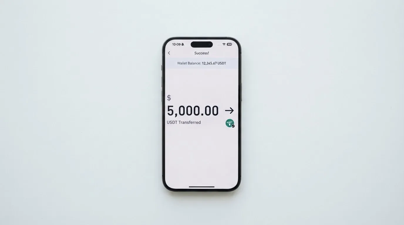Телефон с экраном перевода стейблкоина