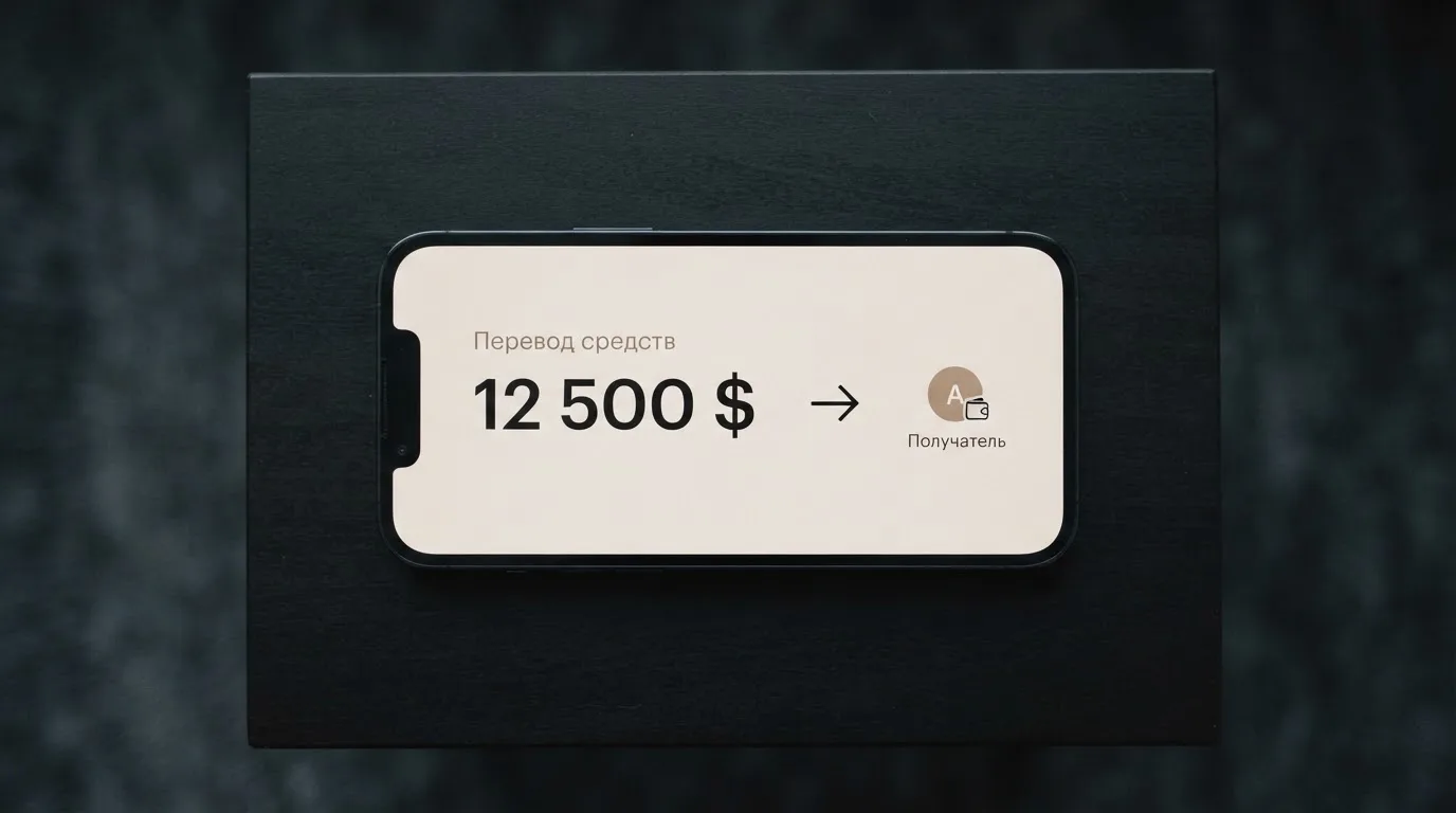 Телефон с экраном перевода стейблкоина